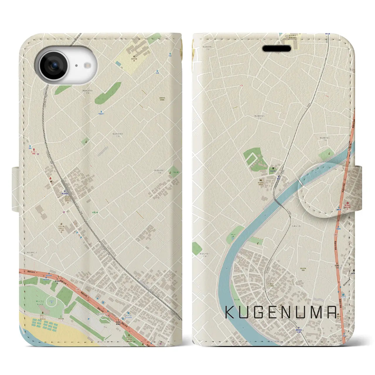 【鵠沼(神奈川県)】地図柄iPhoneケース(手帳タイプ)
