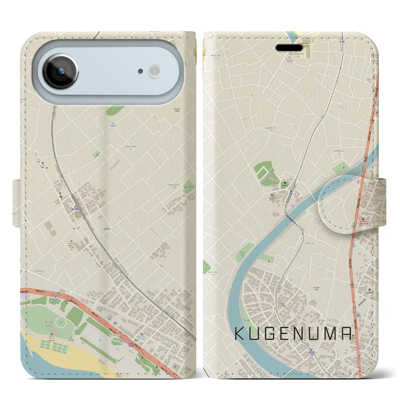 【鵠沼(神奈川県)】地図柄iPhoneケース(手帳タイプ)