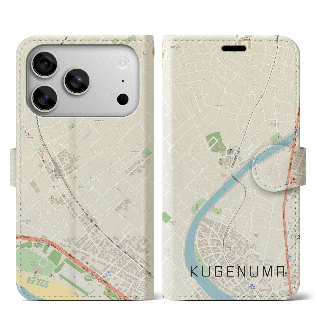 【鵠沼(神奈川県)】地図柄iPhoneケース(手帳タイプ)