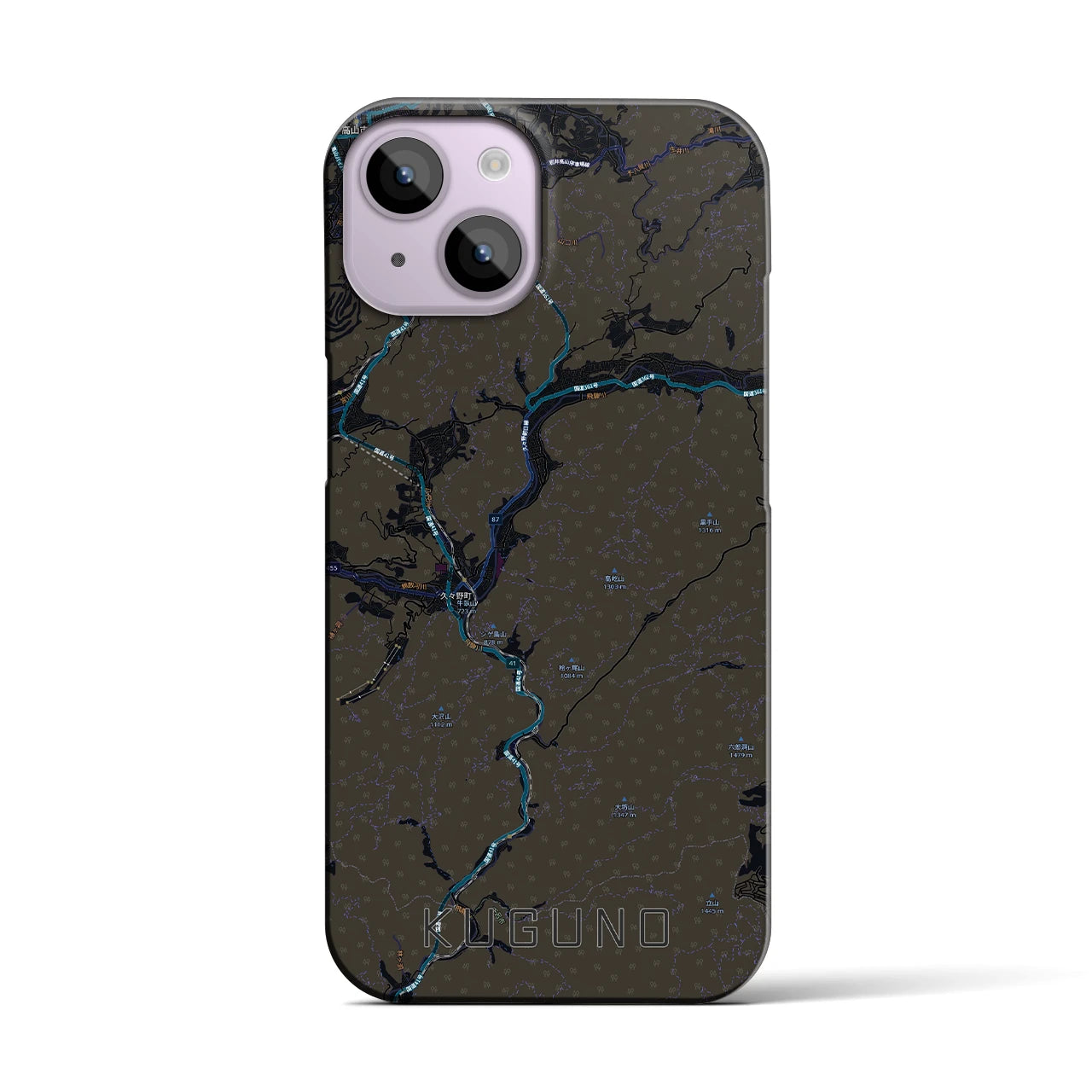 【久々野(岐阜県)】地図柄iPhoneケース(バックカバータイプ)