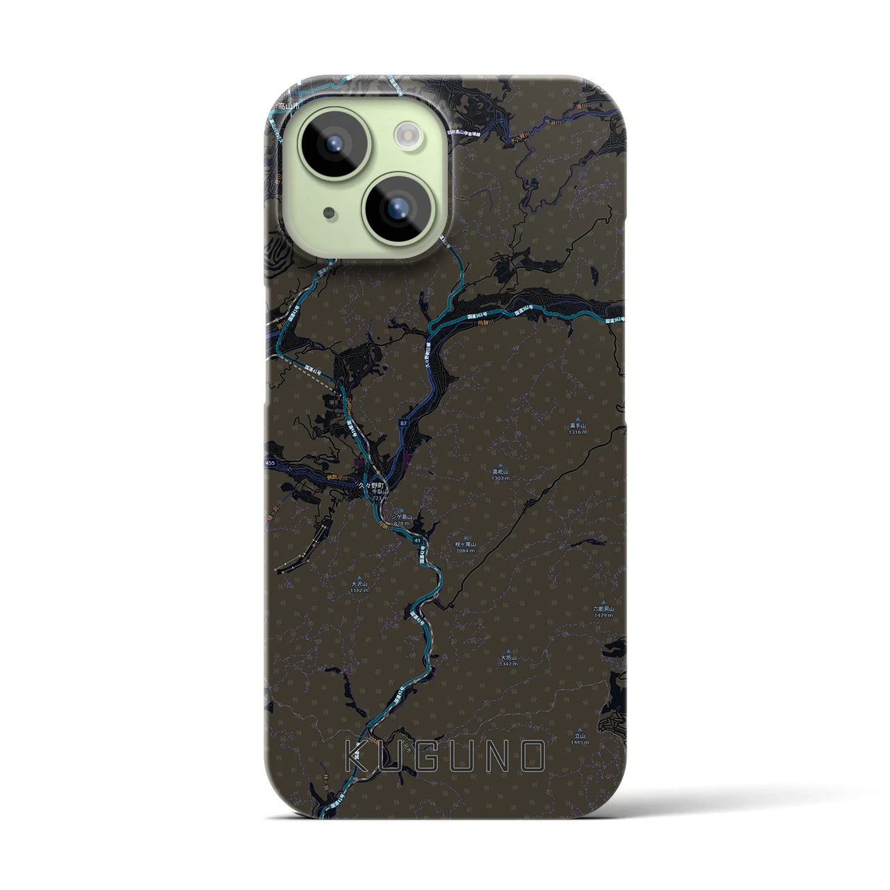 【久々野(岐阜県)】地図柄iPhoneケース(バックカバータイプ)