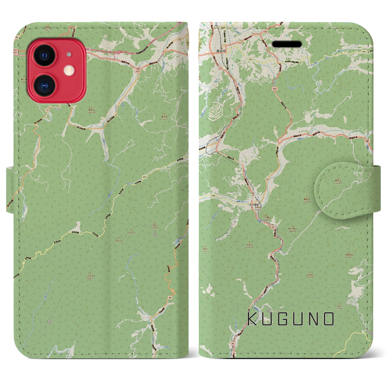 【久々野(岐阜県)】地図柄iPhoneケース(手帳タイプ)