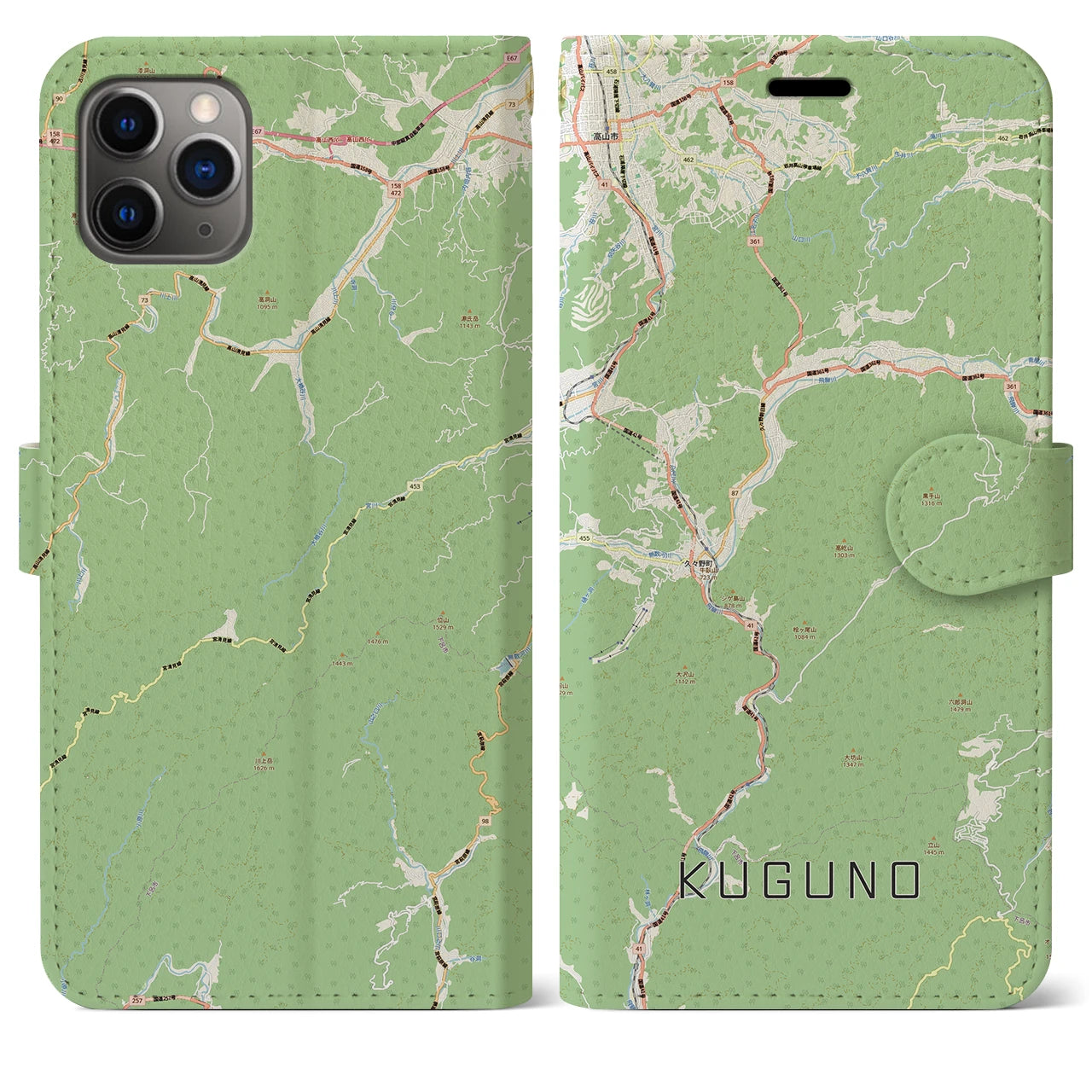 【久々野(岐阜県)】地図柄iPhoneケース(手帳タイプ)