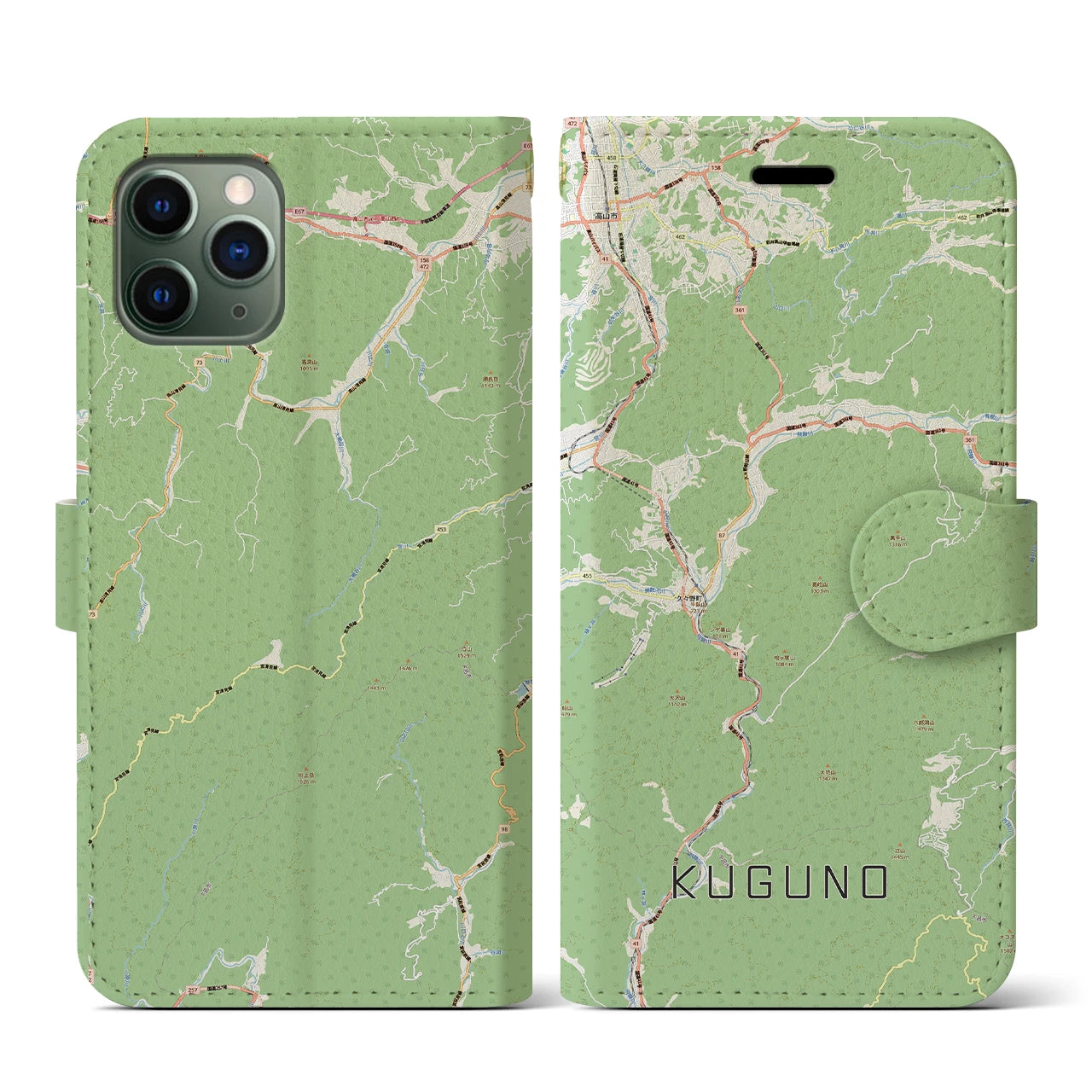 【久々野(岐阜県)】地図柄iPhoneケース(手帳タイプ)