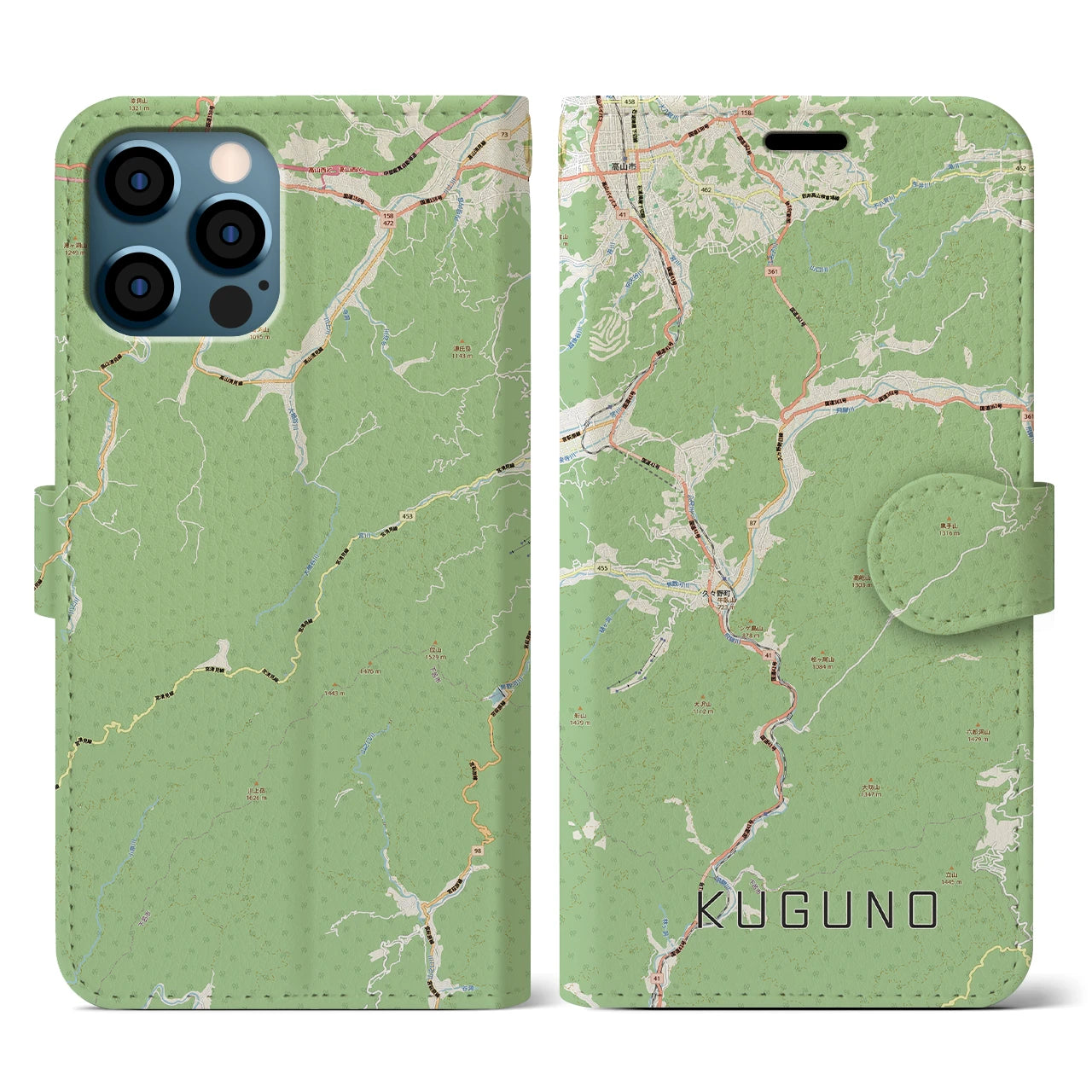 【久々野(岐阜県)】地図柄iPhoneケース(手帳タイプ)