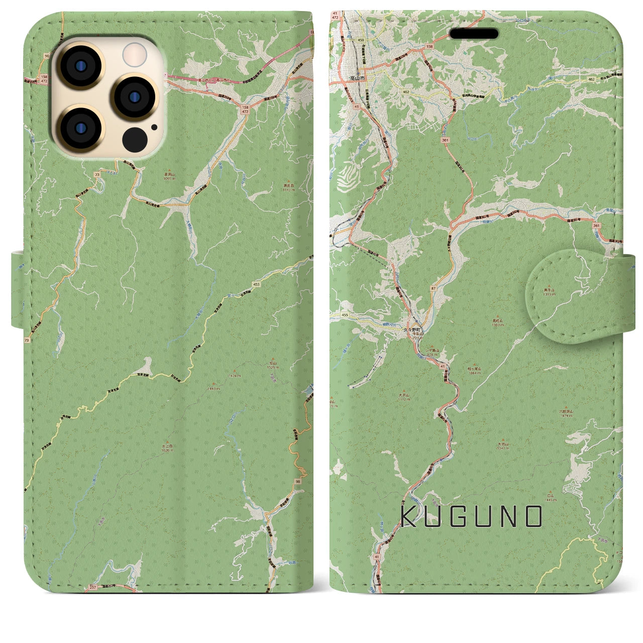 【久々野(岐阜県)】地図柄iPhoneケース(手帳タイプ)