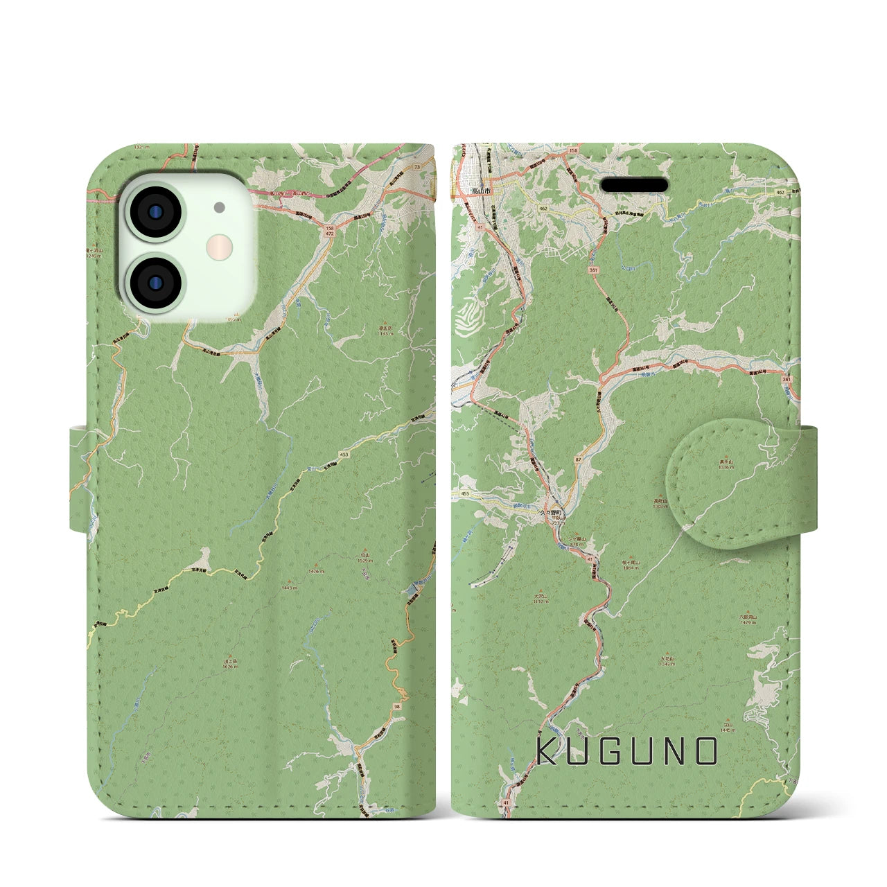 【久々野(岐阜県)】地図柄iPhoneケース(手帳タイプ)