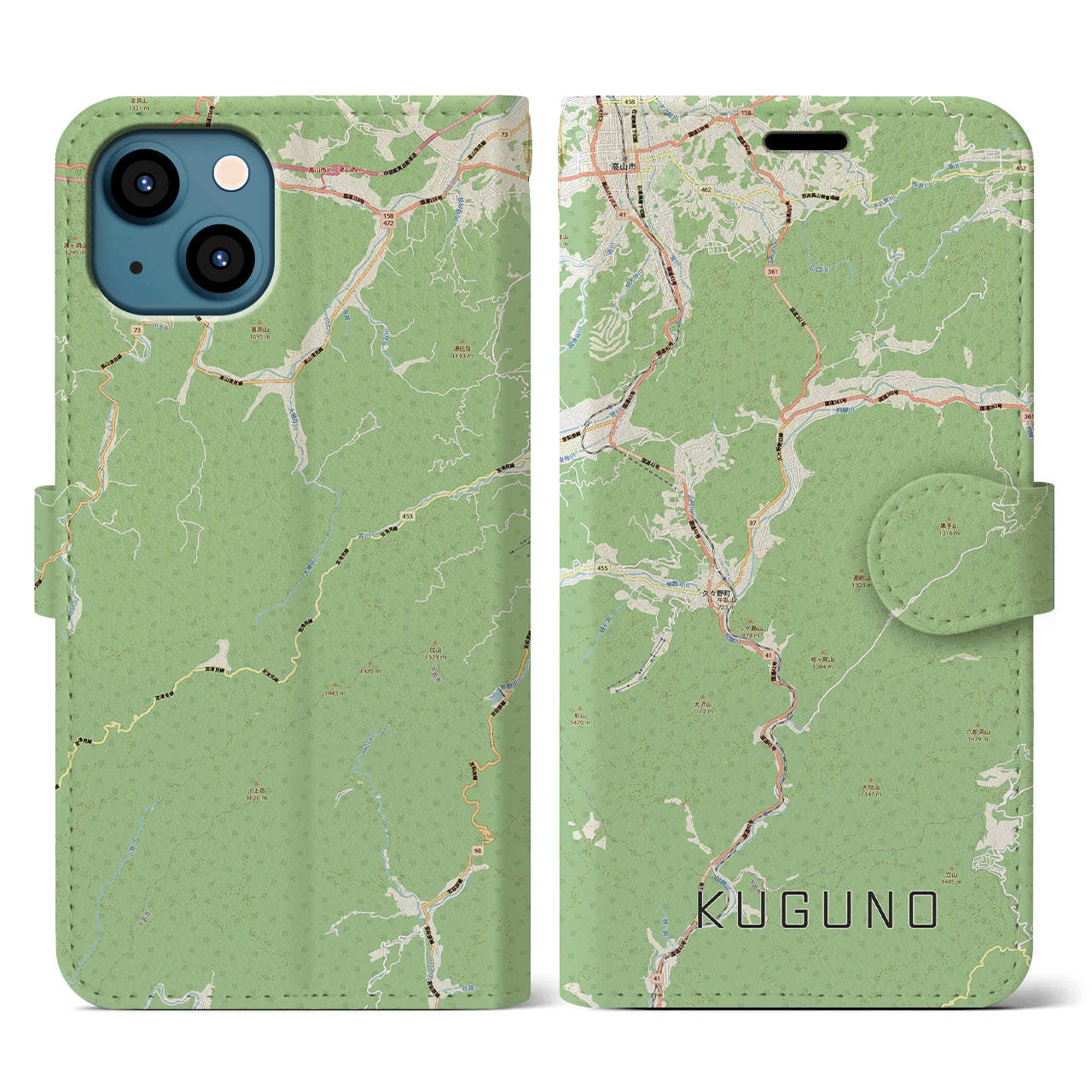 【久々野(岐阜県)】地図柄iPhoneケース(手帳タイプ)