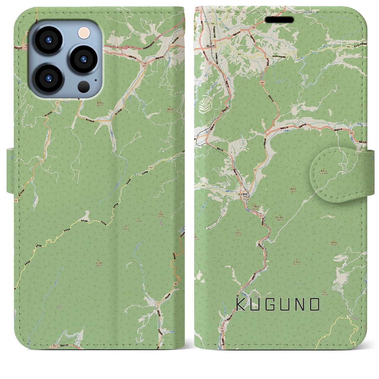 【久々野(岐阜県)】地図柄iPhoneケース(手帳タイプ)