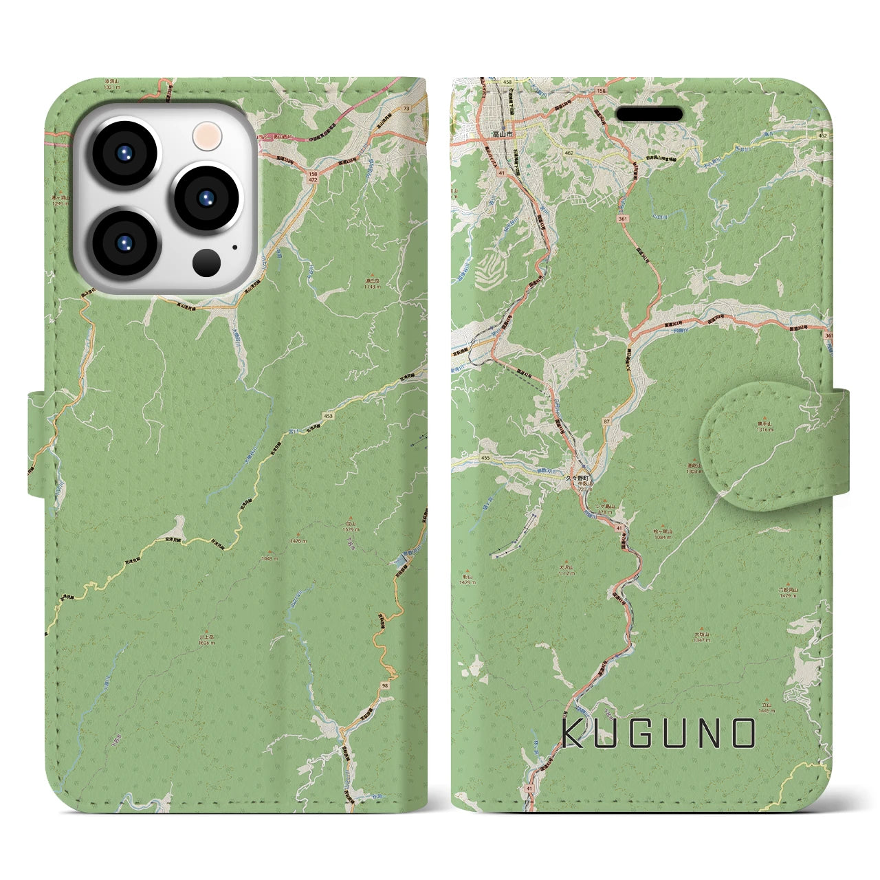 【久々野(岐阜県)】地図柄iPhoneケース(手帳タイプ)