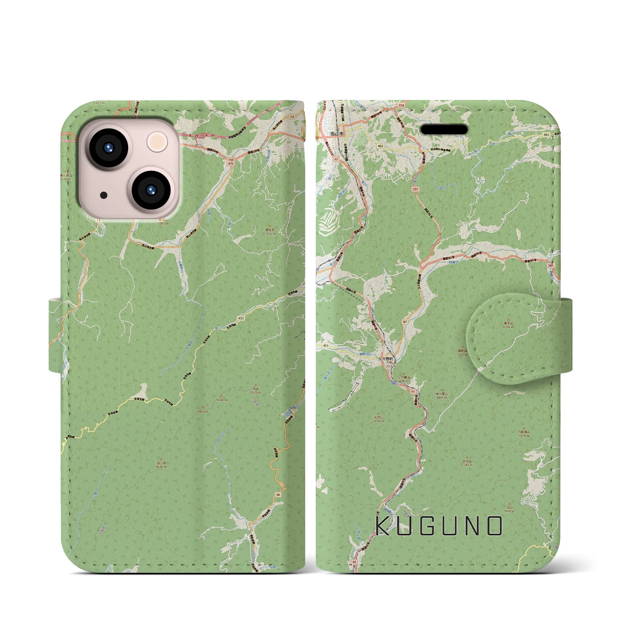 【久々野(岐阜県)】地図柄iPhoneケース(手帳タイプ)