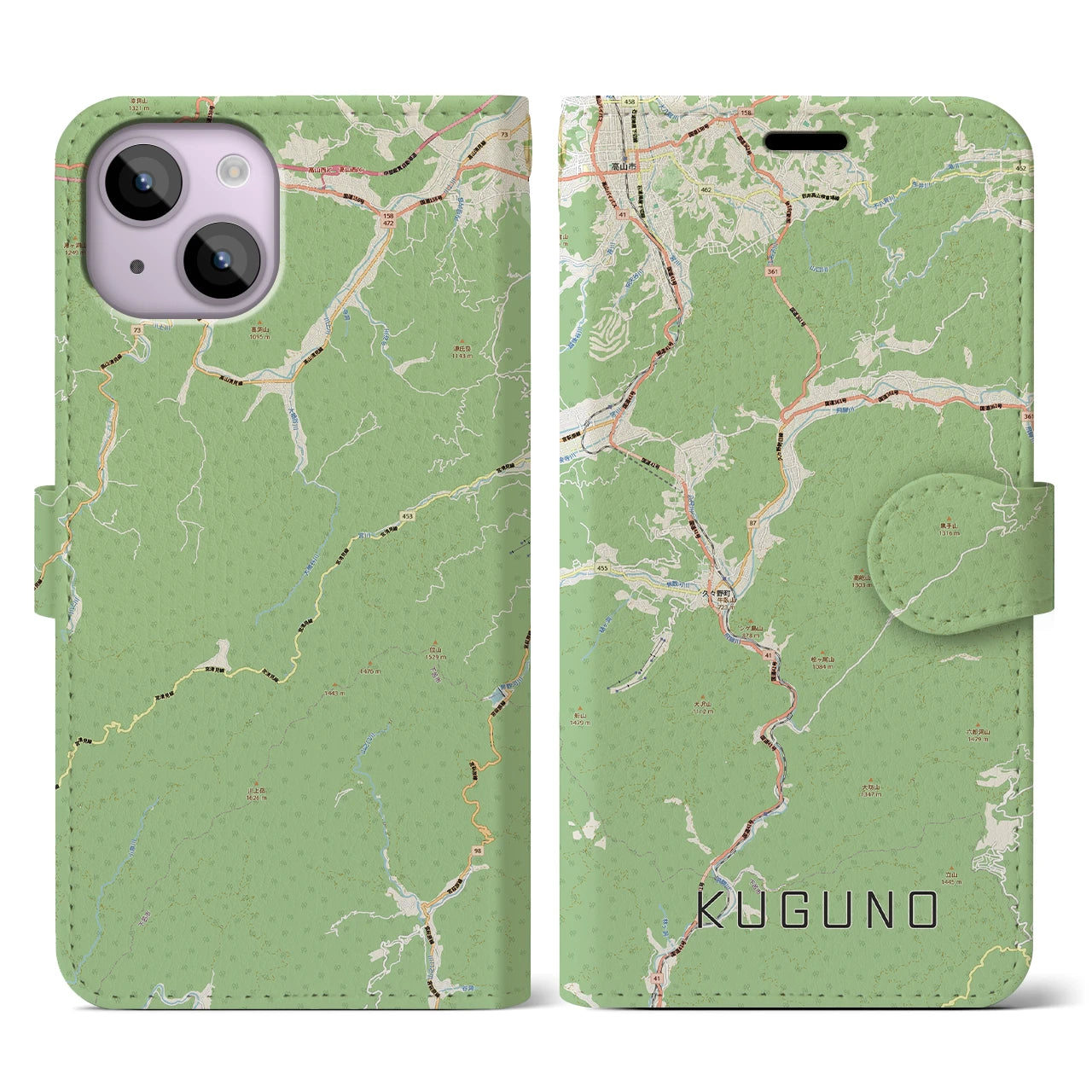 【久々野(岐阜県)】地図柄iPhoneケース(手帳タイプ)