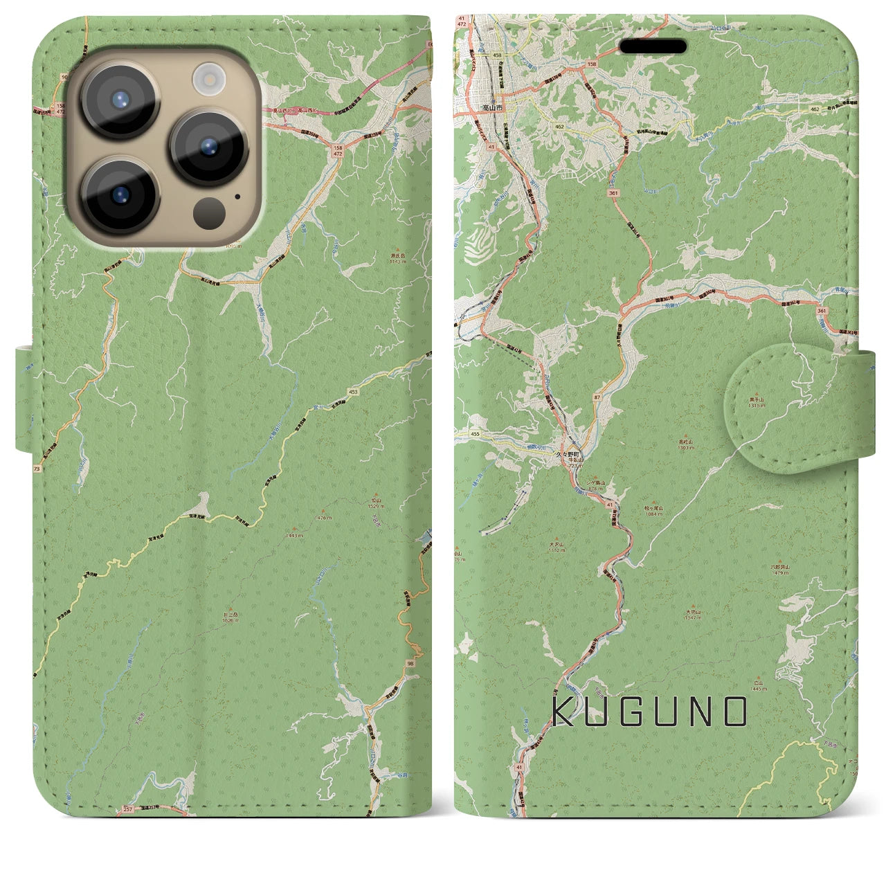 【久々野(岐阜県)】地図柄iPhoneケース(手帳タイプ)