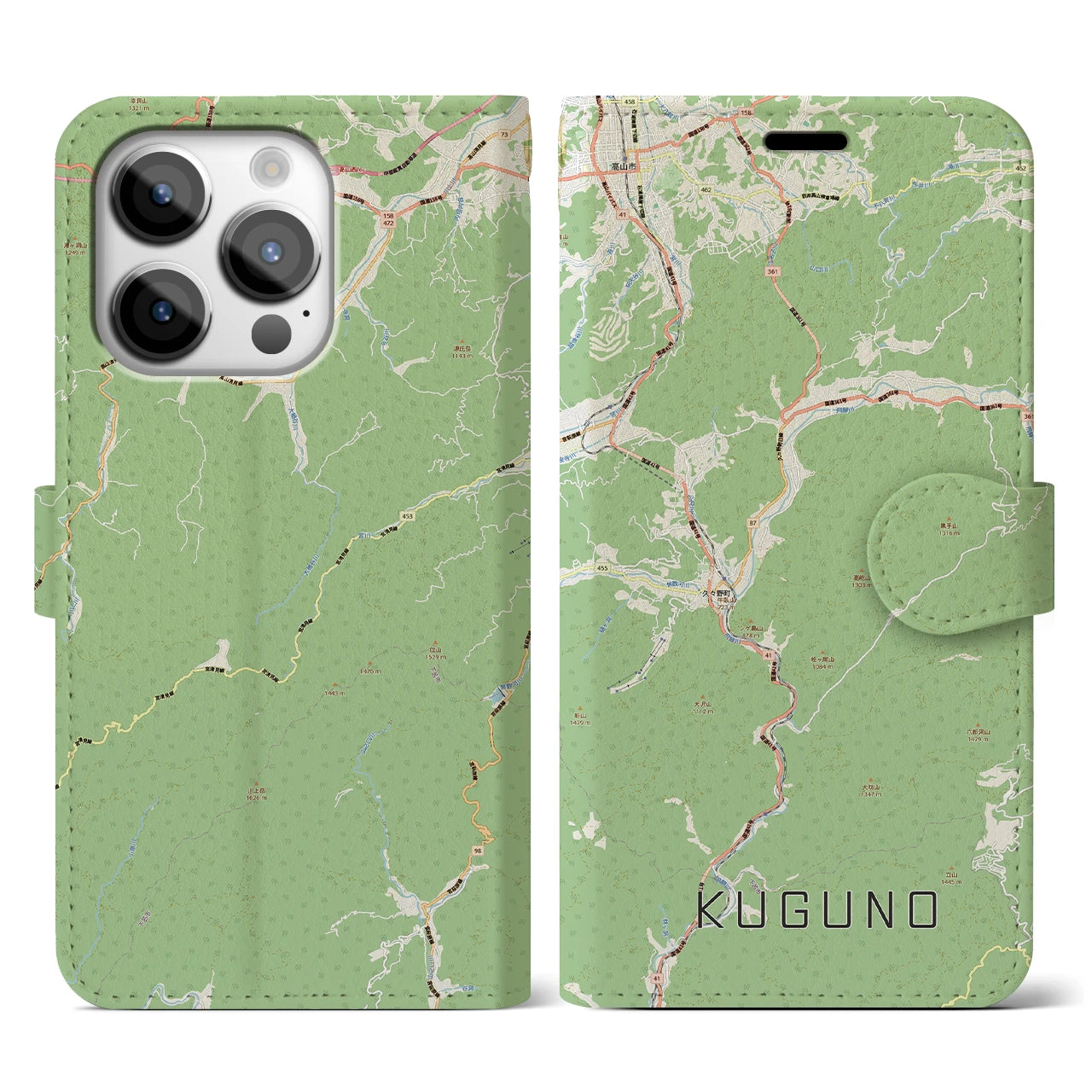 【久々野(岐阜県)】地図柄iPhoneケース(手帳タイプ)