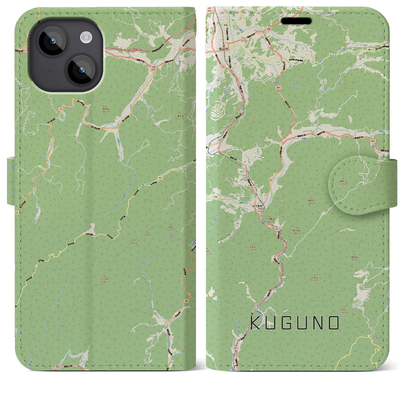 【久々野(岐阜県)】地図柄iPhoneケース(手帳タイプ)