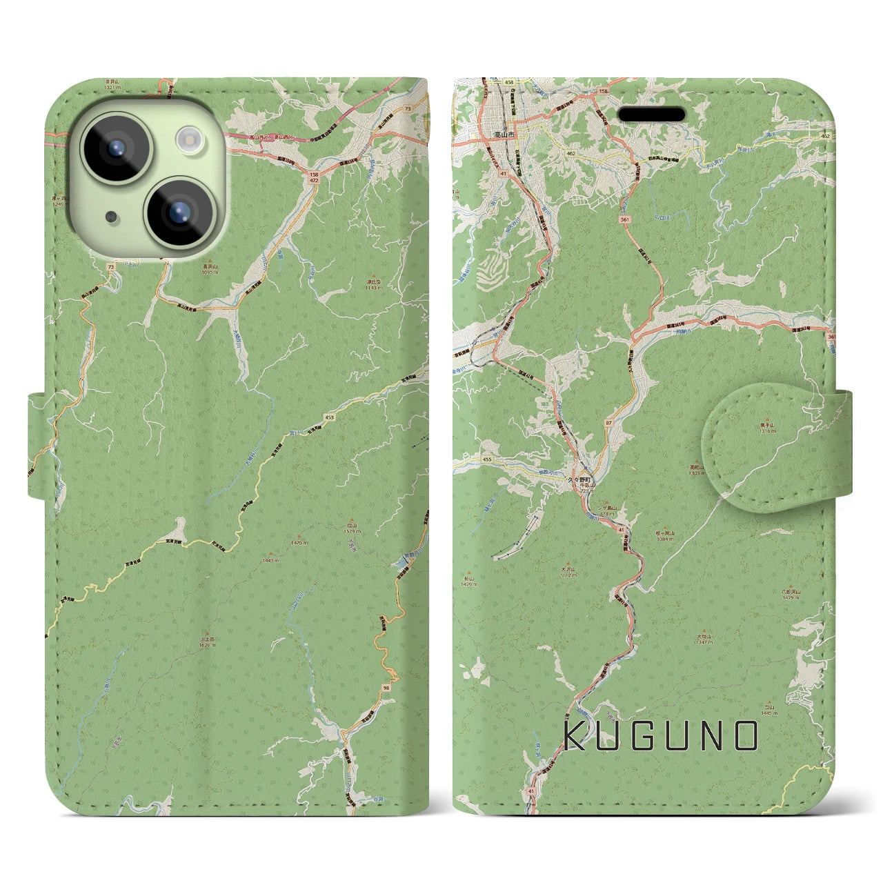 【久々野(岐阜県)】地図柄iPhoneケース(手帳タイプ)