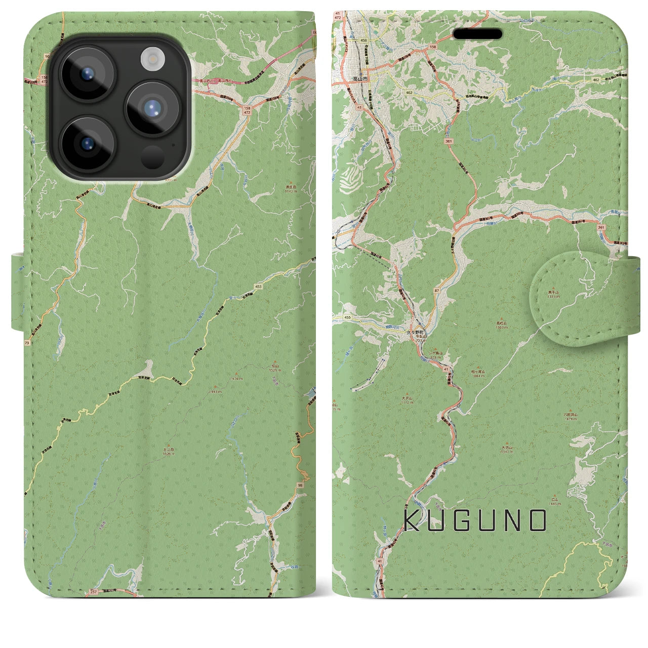 【久々野(岐阜県)】地図柄iPhoneケース(手帳タイプ)
