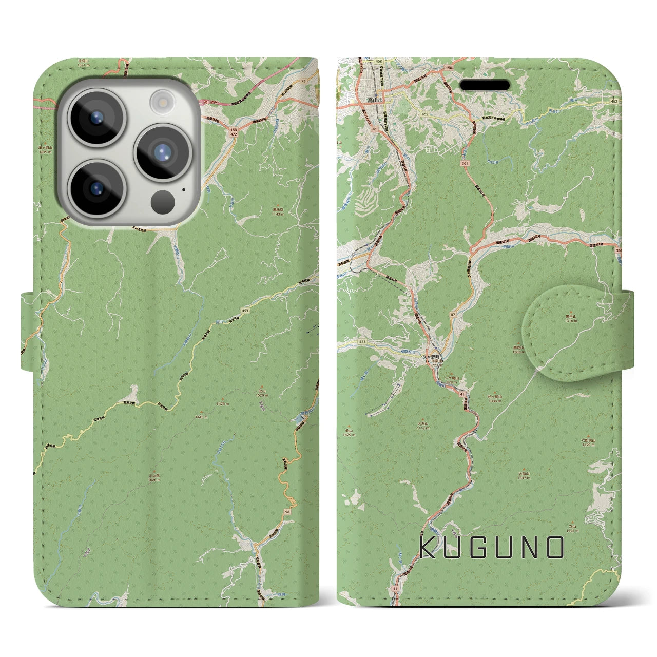 【久々野(岐阜県)】地図柄iPhoneケース(手帳タイプ)