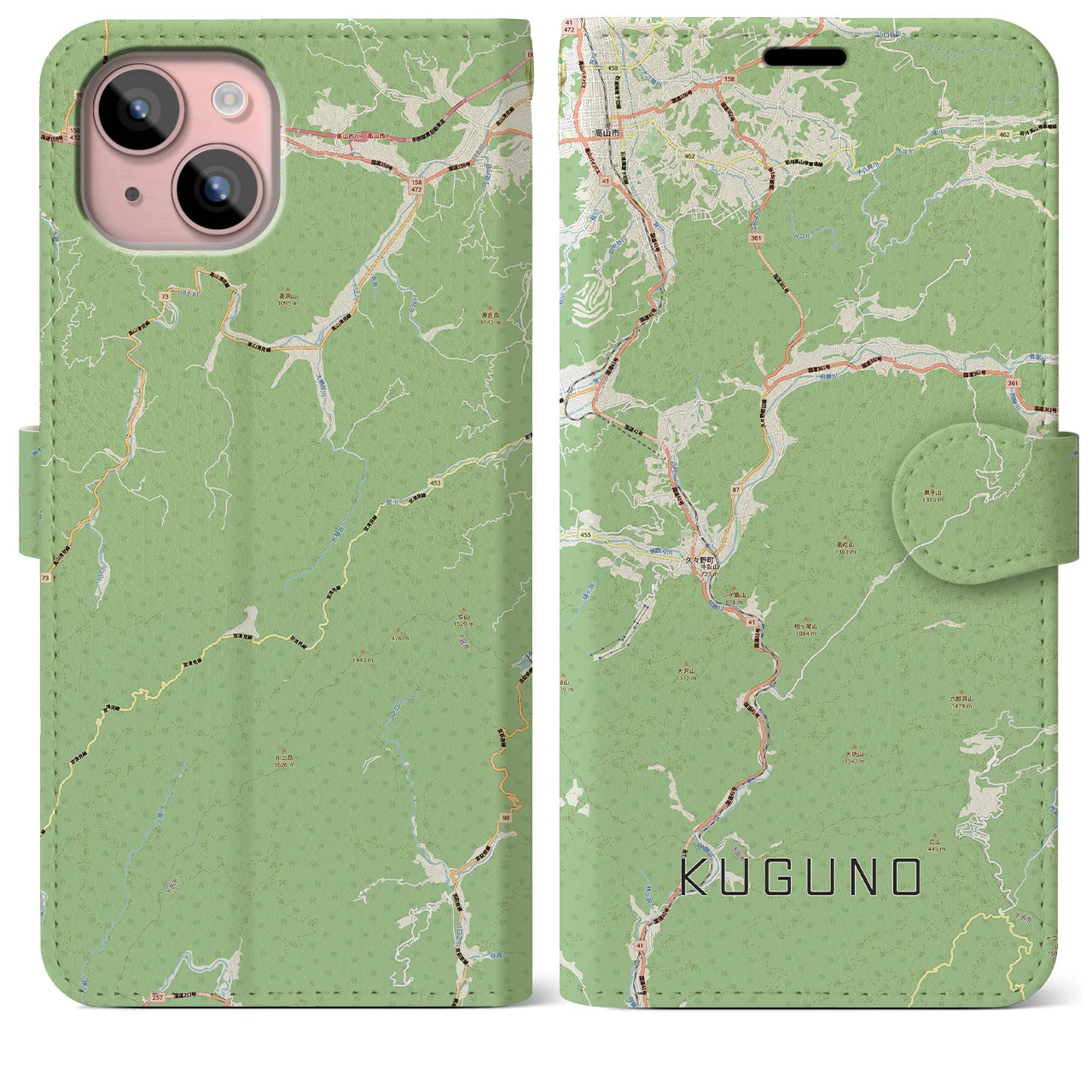 【久々野(岐阜県)】地図柄iPhoneケース(手帳タイプ)