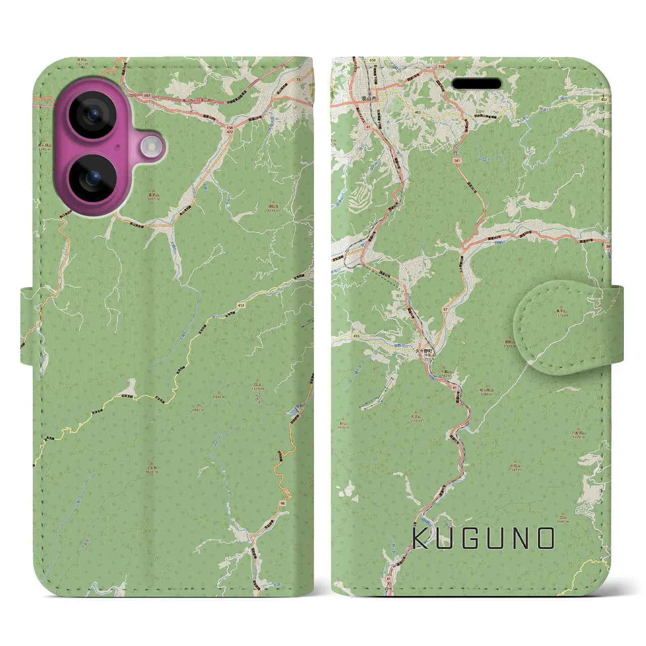 【久々野(岐阜県)】地図柄iPhoneケース(手帳タイプ)