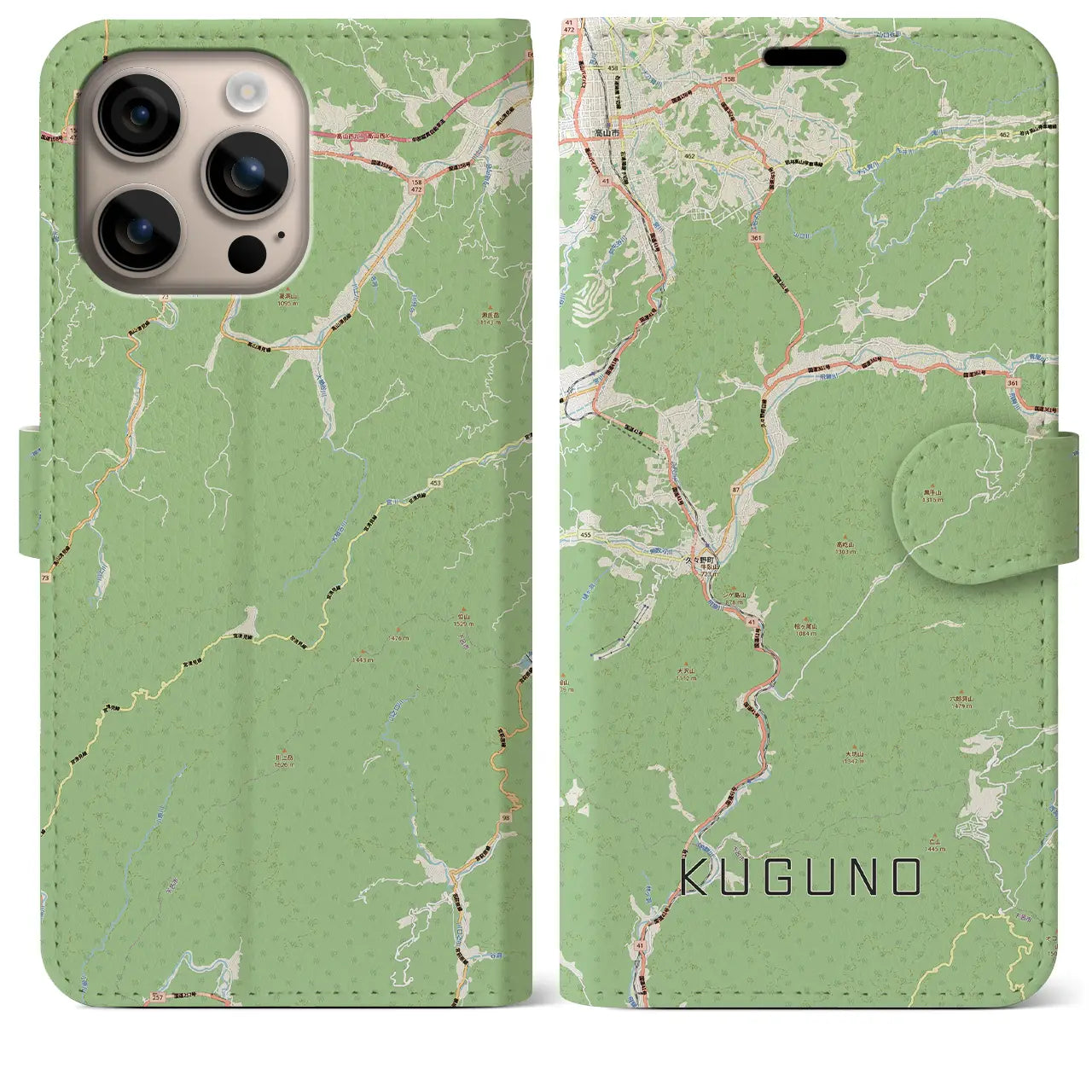 【久々野(岐阜県)】地図柄iPhoneケース(手帳タイプ)