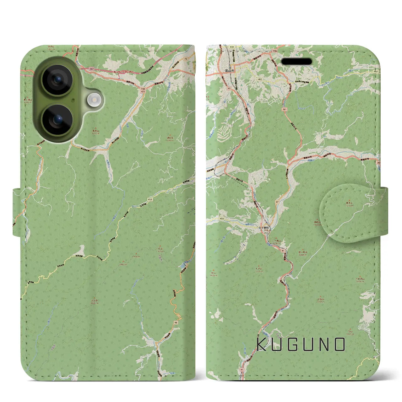 【久々野(岐阜県)】地図柄iPhoneケース(手帳タイプ)