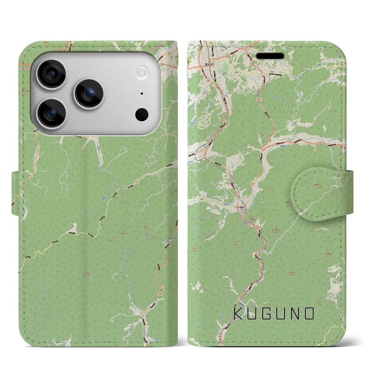 【久々野(岐阜県)】地図柄iPhoneケース(手帳タイプ)