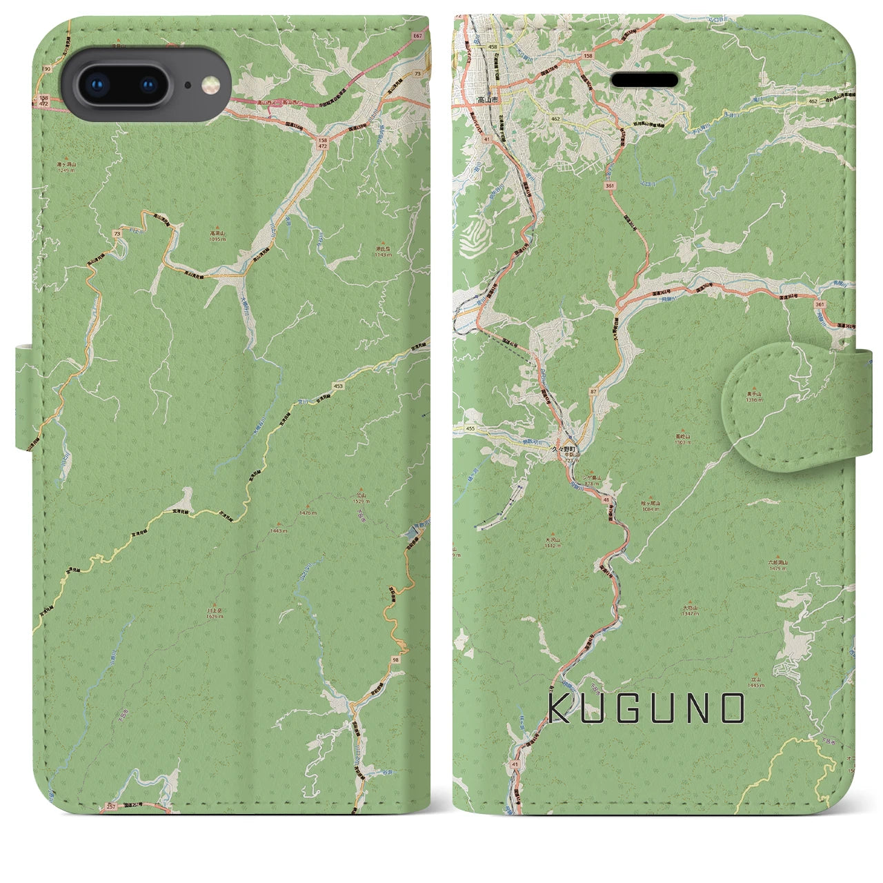 【久々野(岐阜県)】地図柄iPhoneケース(手帳タイプ)