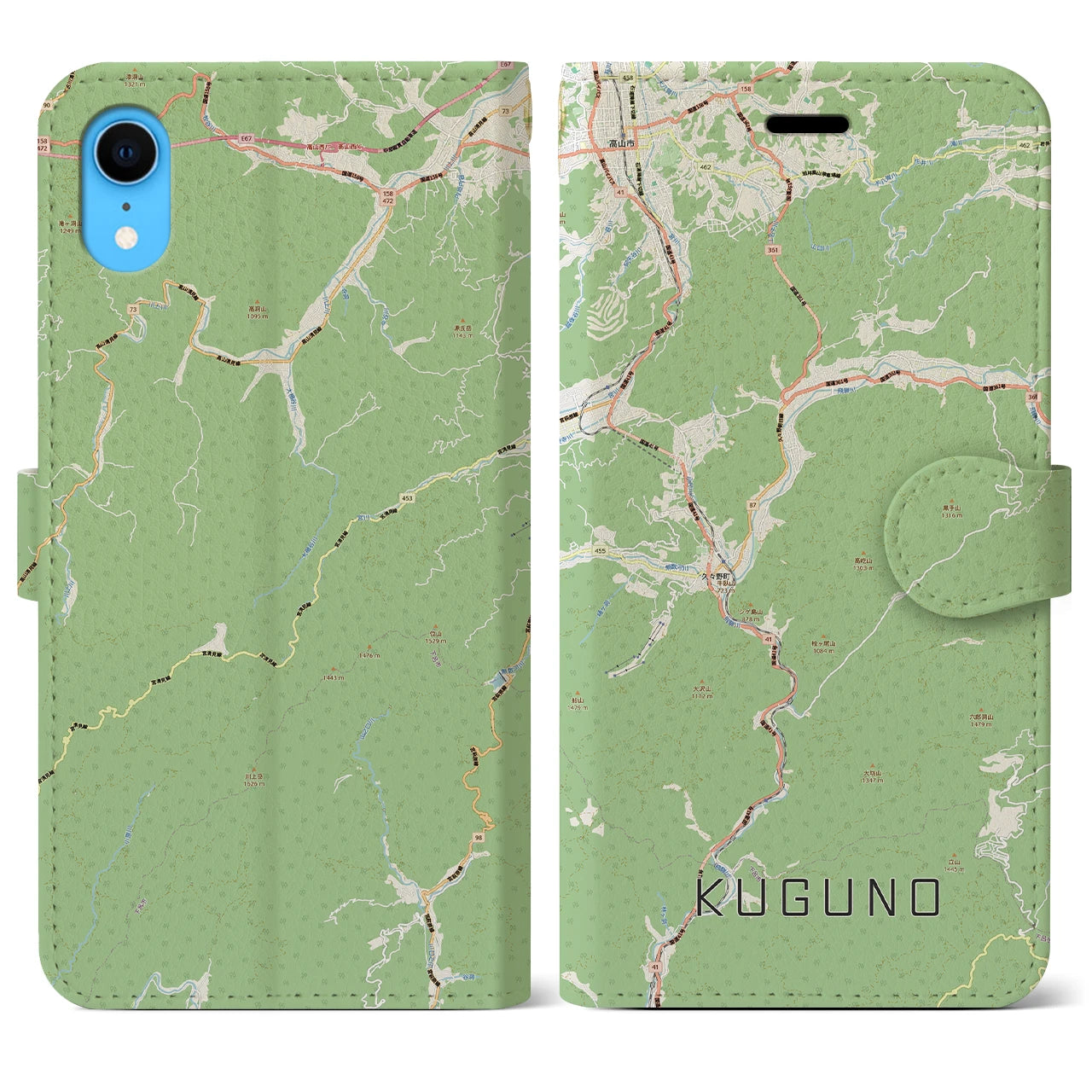 【久々野(岐阜県)】地図柄iPhoneケース(手帳タイプ)