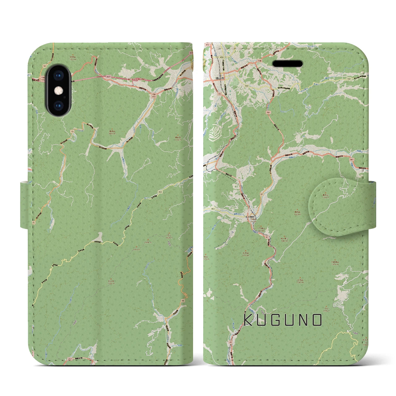 【久々野(岐阜県)】地図柄iPhoneケース(手帳タイプ)
