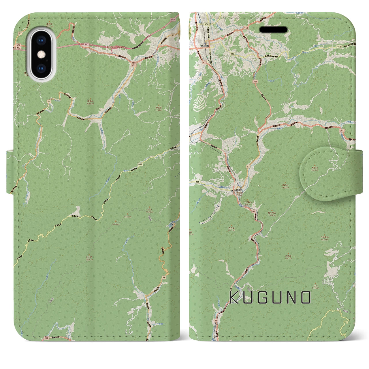 【久々野(岐阜県)】地図柄iPhoneケース(手帳タイプ)