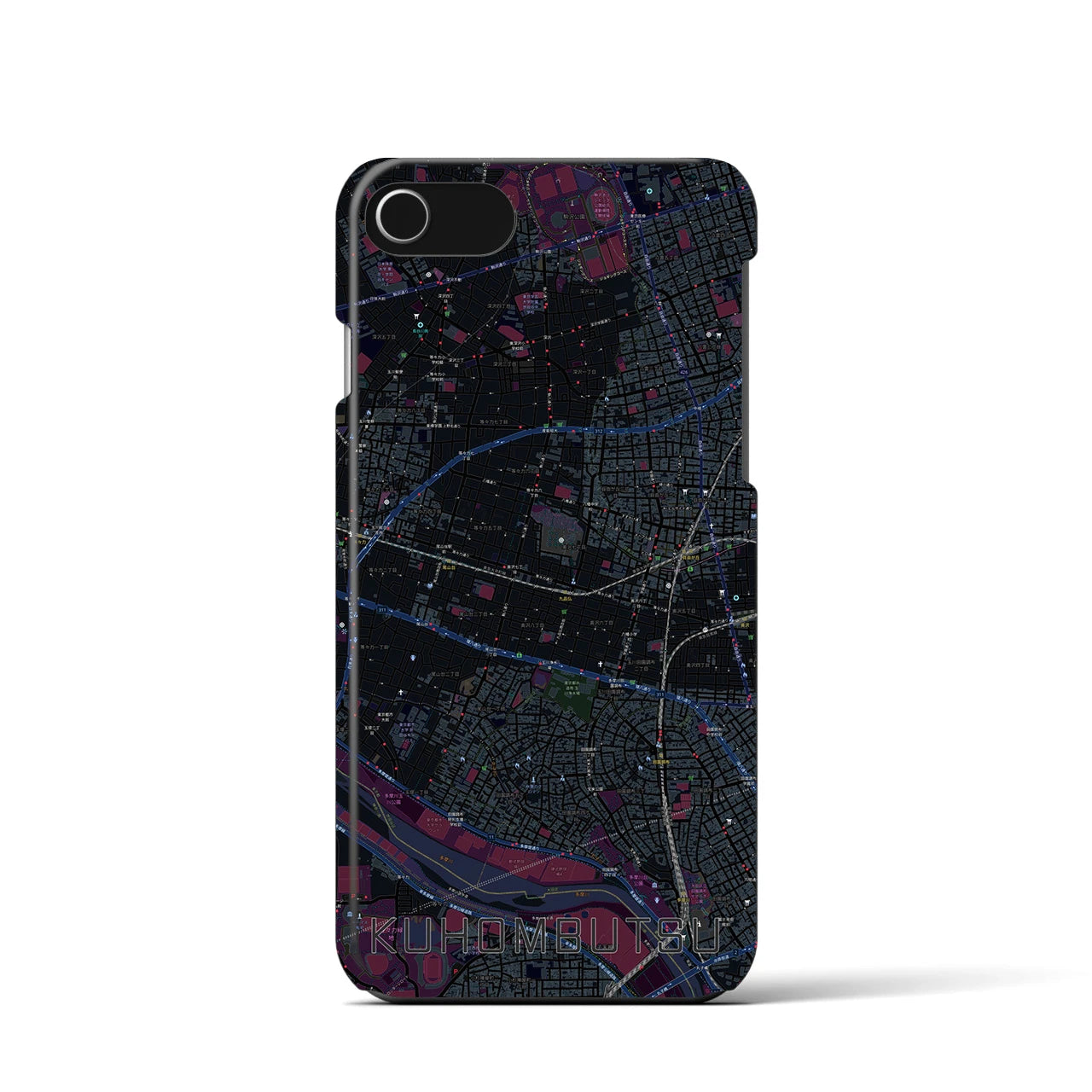 【九品仏(東京都)】地図柄iPhoneケース(バックカバータイプ)