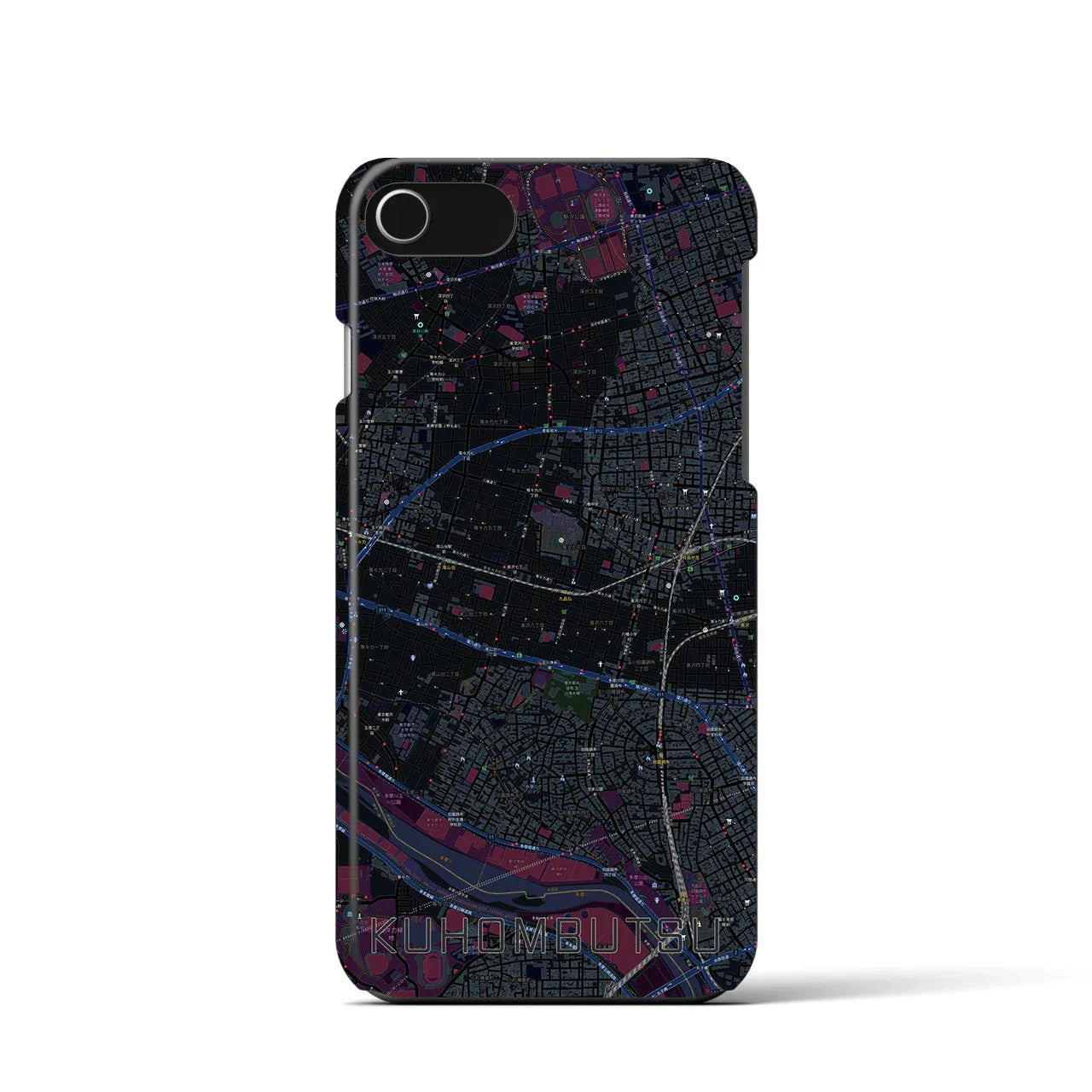 【九品仏(東京都)】地図柄iPhoneケース(バックカバータイプ)