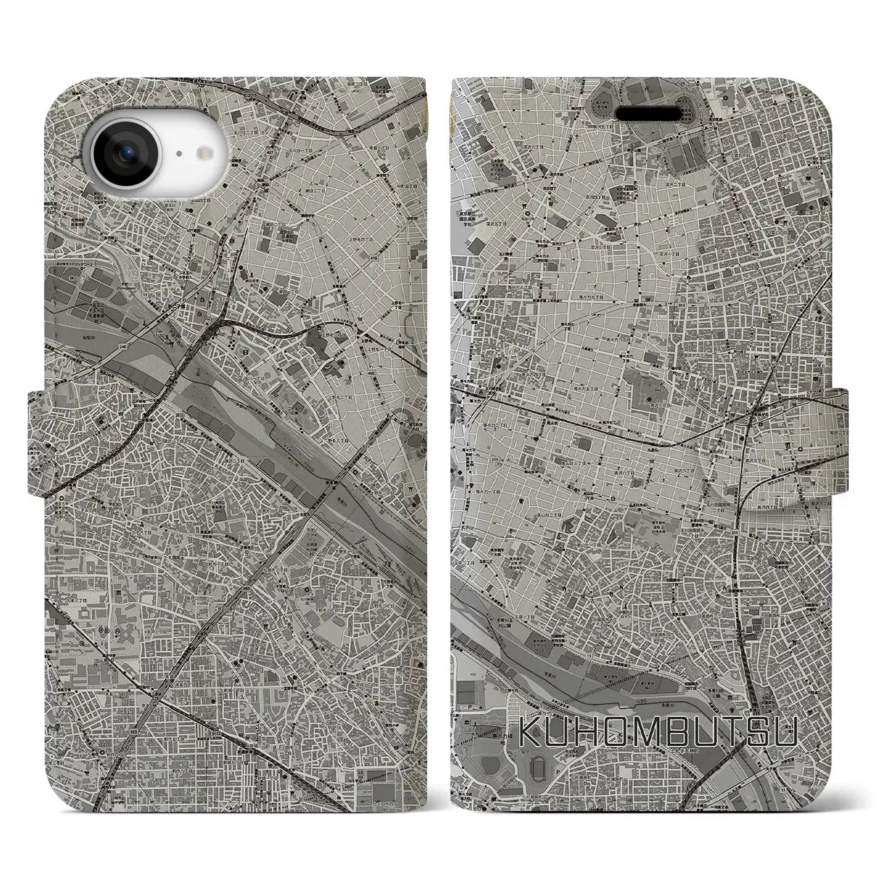 【九品仏(東京都)】地図柄iPhoneケース(手帳タイプ)