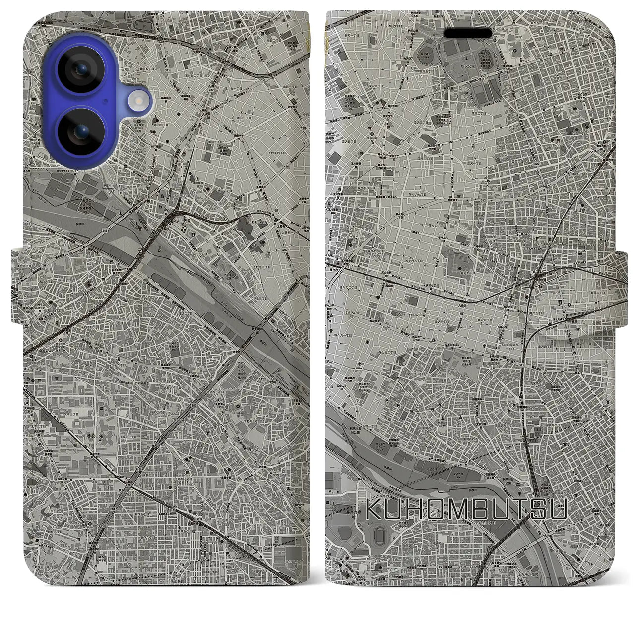 【九品仏(東京都)】地図柄iPhoneケース(手帳タイプ)