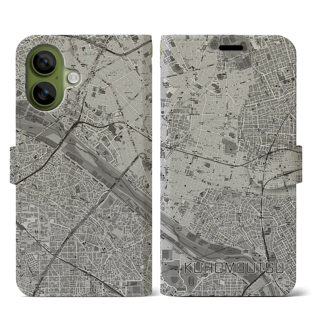 【九品仏(東京都)】地図柄iPhoneケース(手帳タイプ)