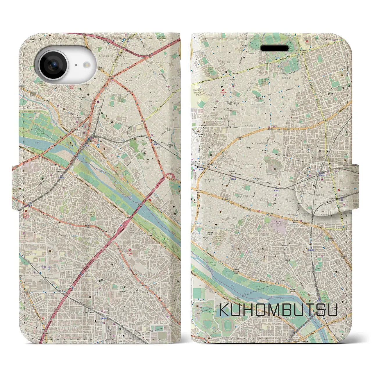 【九品仏(東京都)】地図柄iPhoneケース(手帳タイプ)