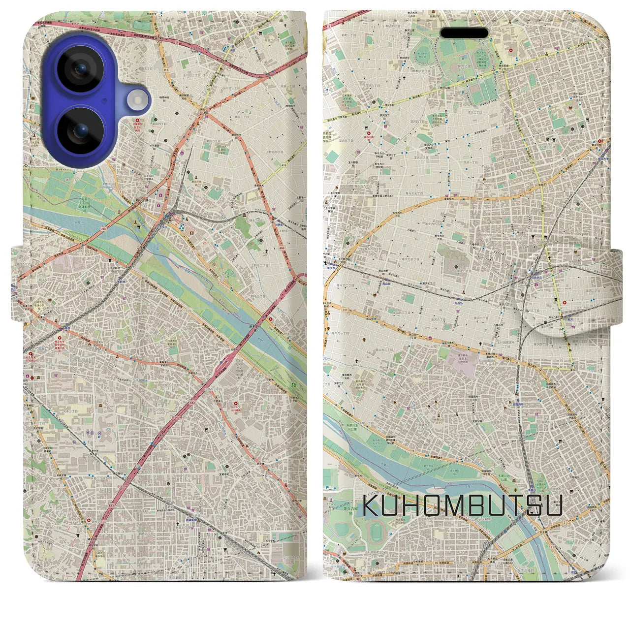 【九品仏(東京都)】地図柄iPhoneケース(手帳タイプ)ナチュラル・iPhone 16 Pro Max 用