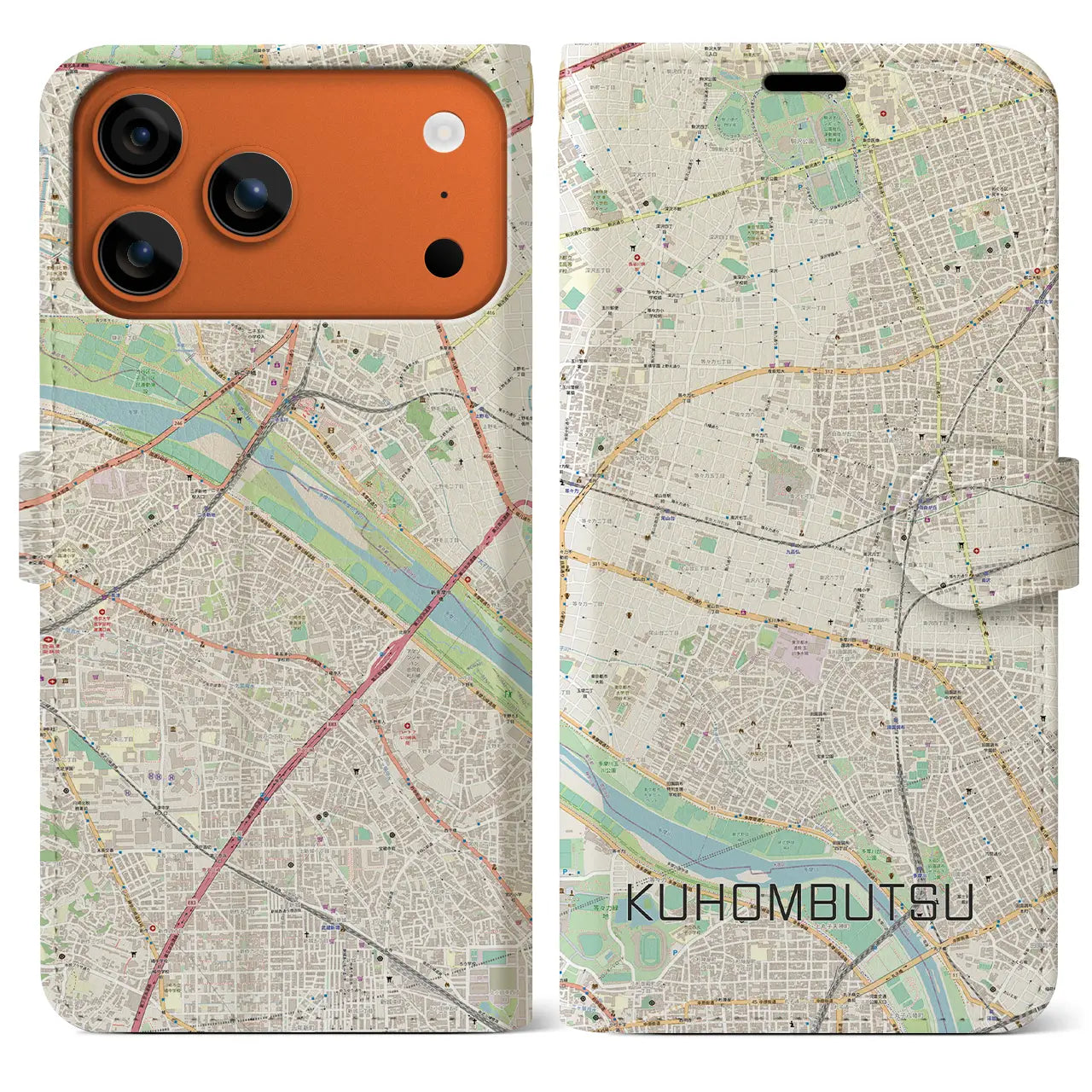 【九品仏(東京都)】地図柄iPhoneケース(手帳タイプ)