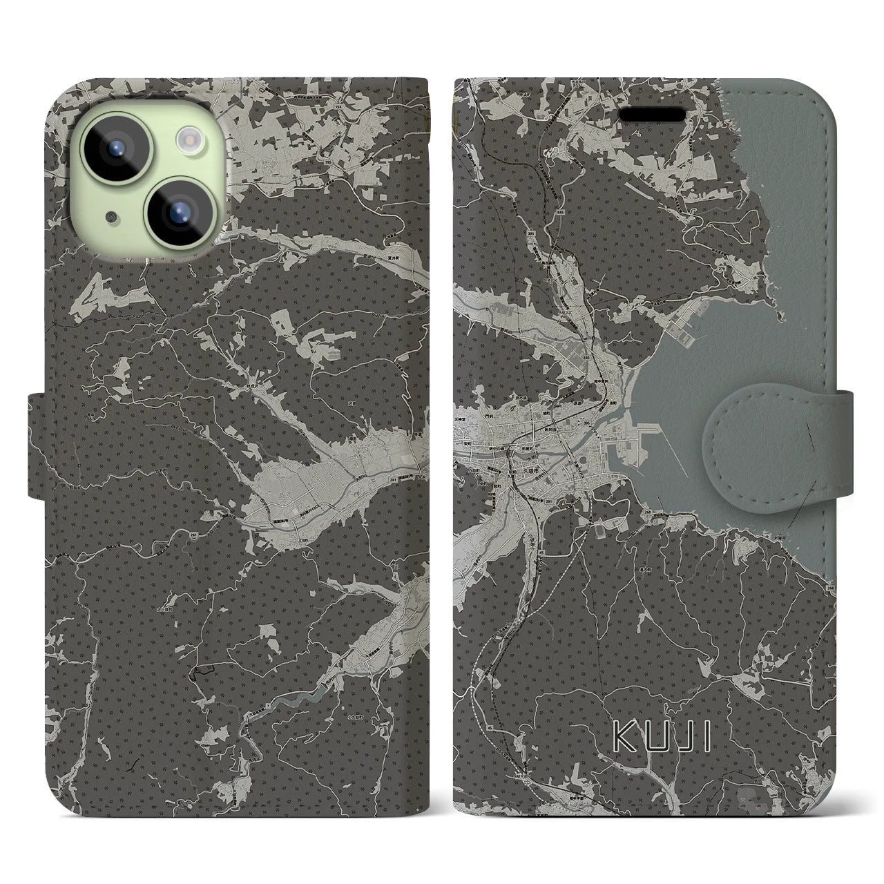 【久慈(岩手県)】地図柄iPhoneケース(手帳タイプ)