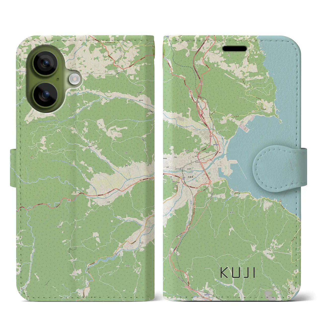 【久慈(岩手県)】地図柄iPhoneケース(手帳タイプ)