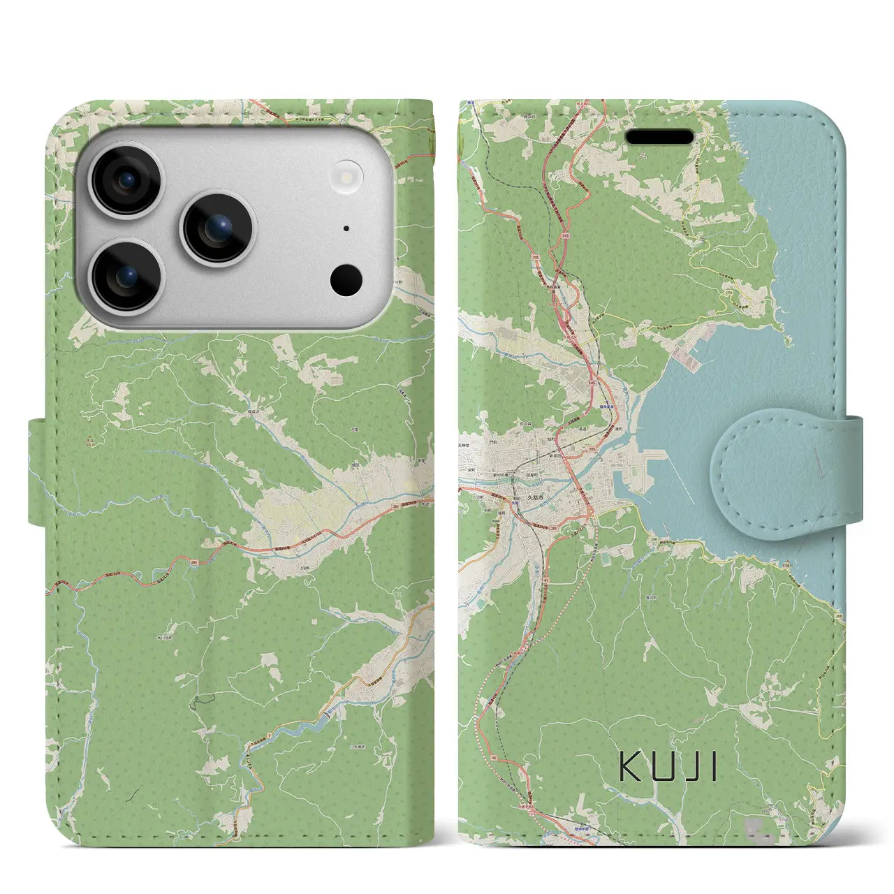 【久慈(岩手県)】地図柄iPhoneケース(手帳タイプ)