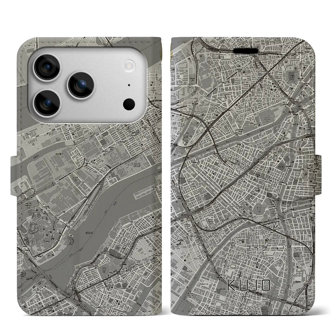 【九条(大阪府)】地図柄iPhoneケース(手帳タイプ)