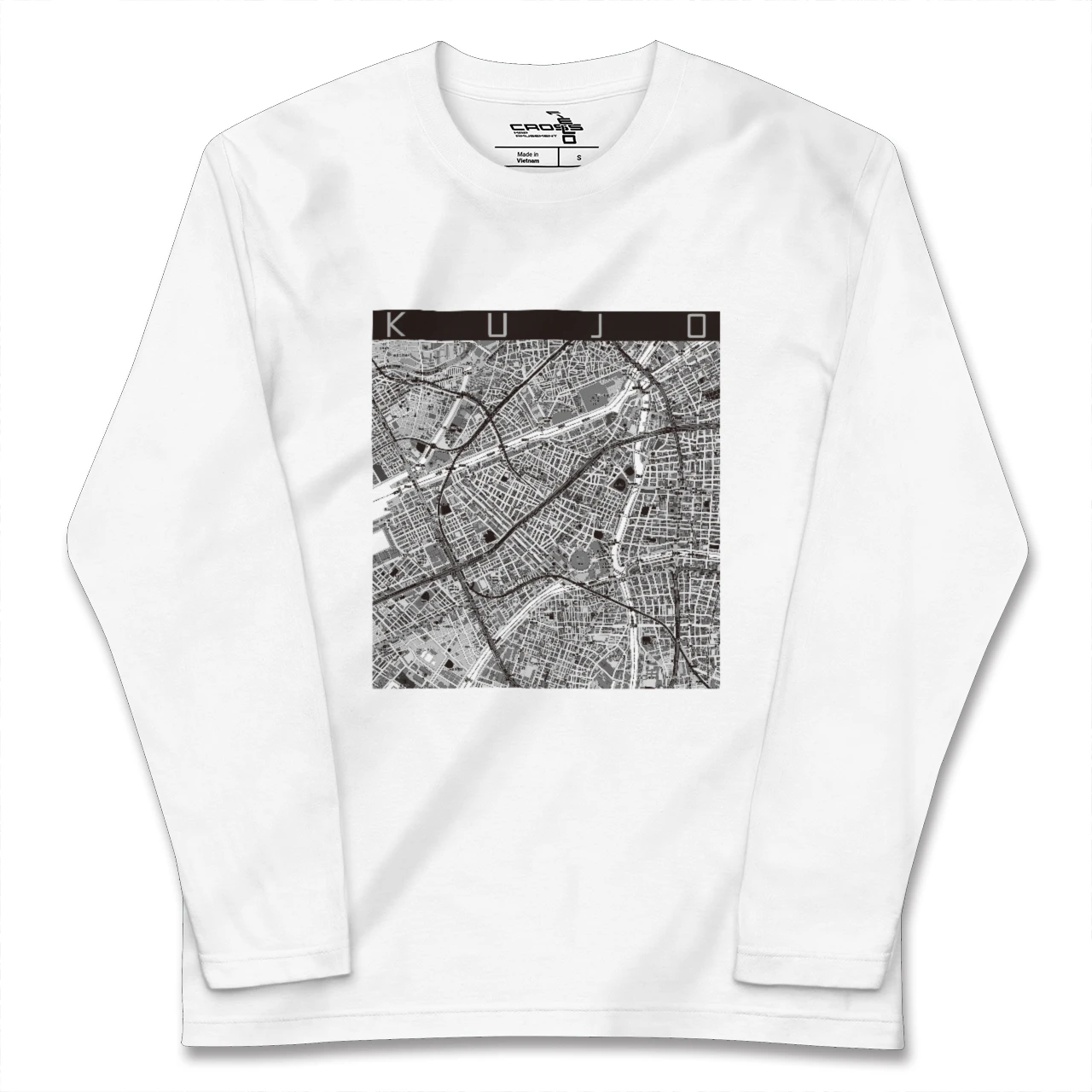 【九条(大阪府)(大阪府)】地図柄ロングスリーブTシャツ