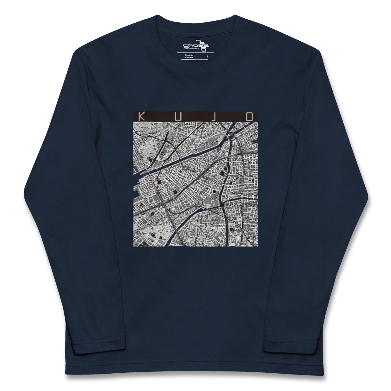 【九条(大阪府)(大阪府)】地図柄ロングスリーブTシャツ