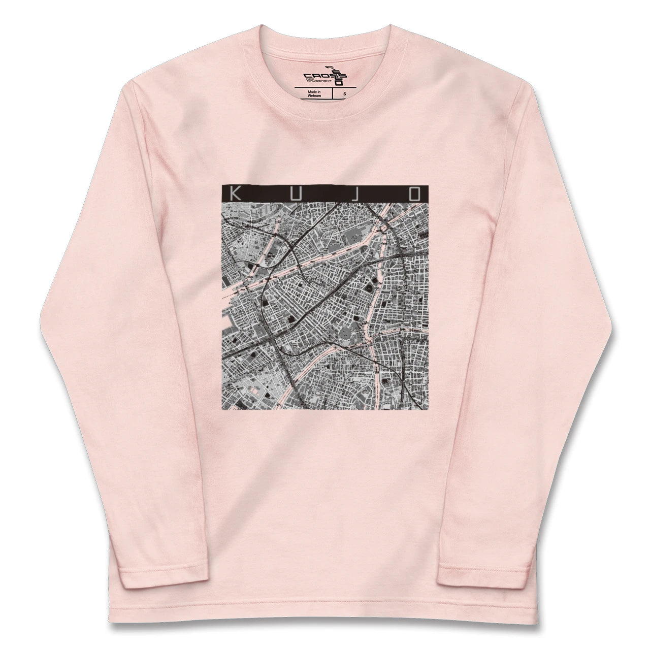 【九条(大阪府)(大阪府)】地図柄ロングスリーブTシャツ