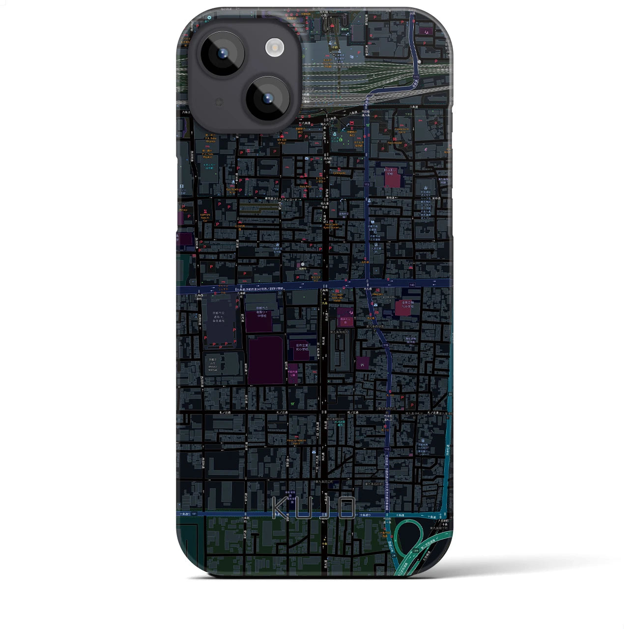 【九条(京都府)】地図柄iPhoneケース(バックカバータイプ)