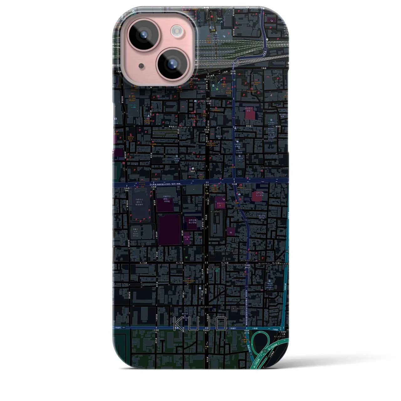 【九条(京都府)】地図柄iPhoneケース(バックカバータイプ)