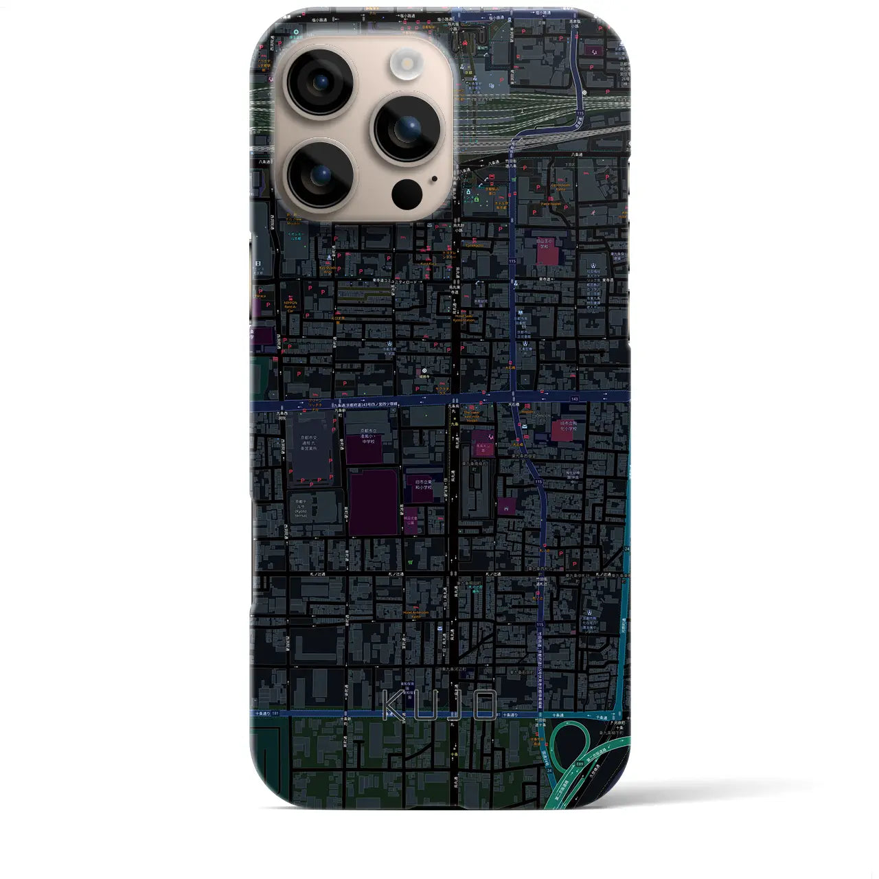 【九条(京都府)】地図柄iPhoneケース(バックカバータイプ)