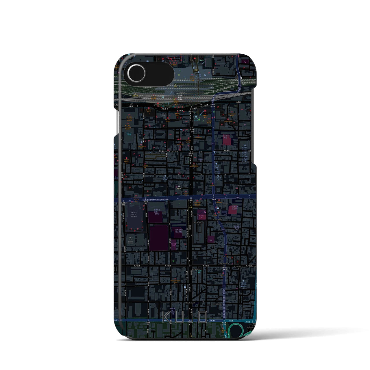 【九条(京都府)】地図柄iPhoneケース(バックカバータイプ)